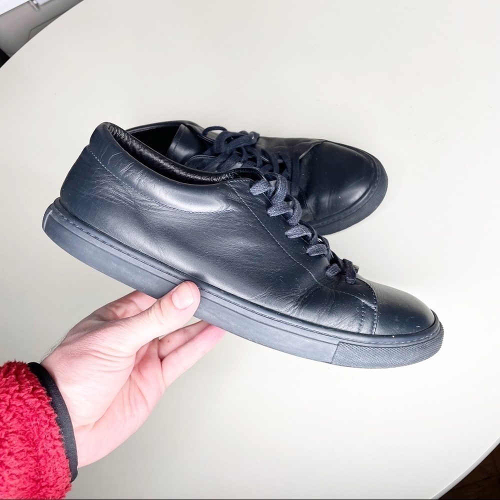 Sandro Leather Low Top Lace Sneakers Black Size 42 Men’s Size 9 Casual - Picture 8 of 12